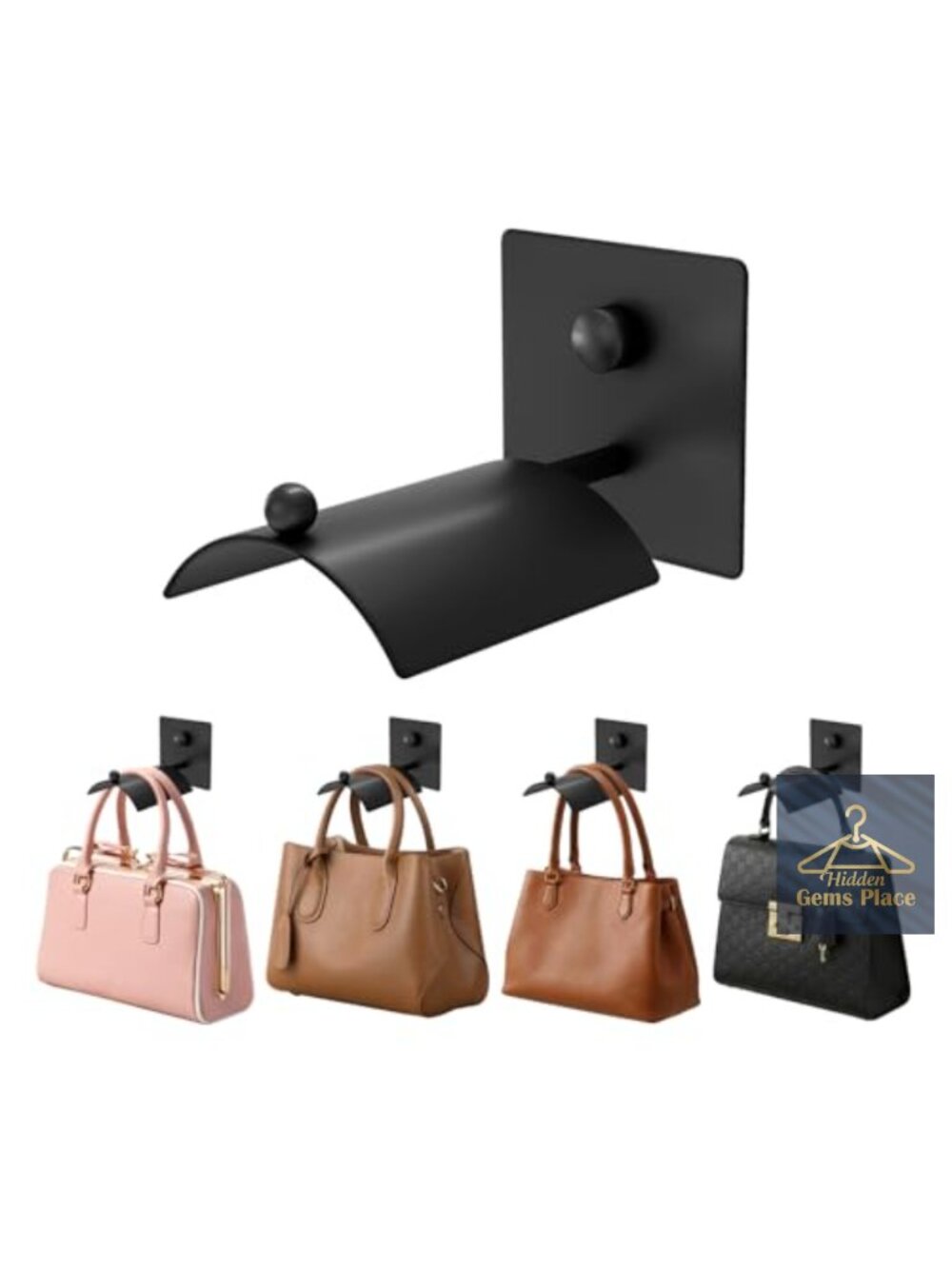 Handbag Organizer Wall Mounted Purse Hanger Arc Handle Protection 4 Count